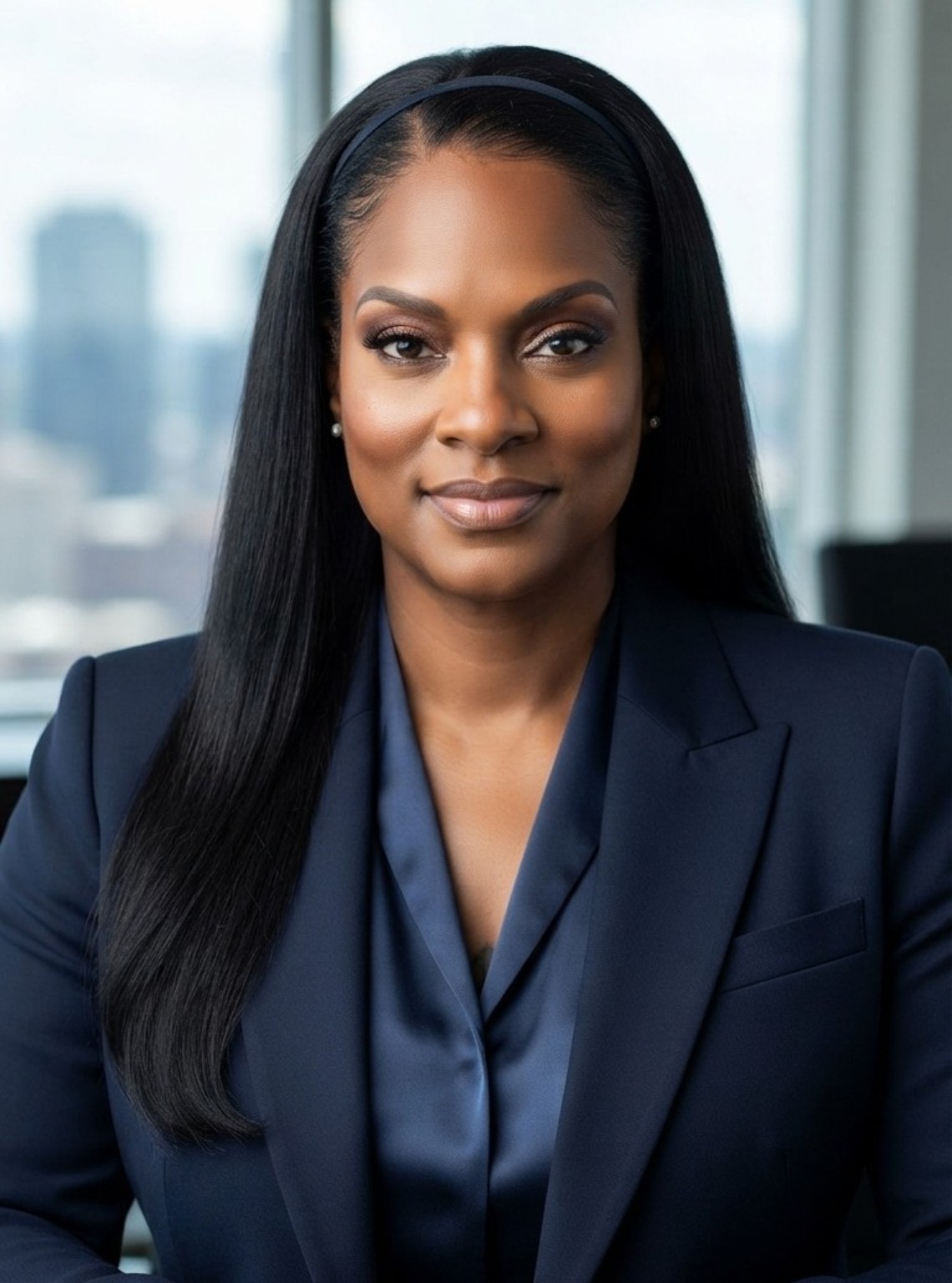 LaHoma Duffey, founder of Dreamscape Travel Co., wearing a navy blazer